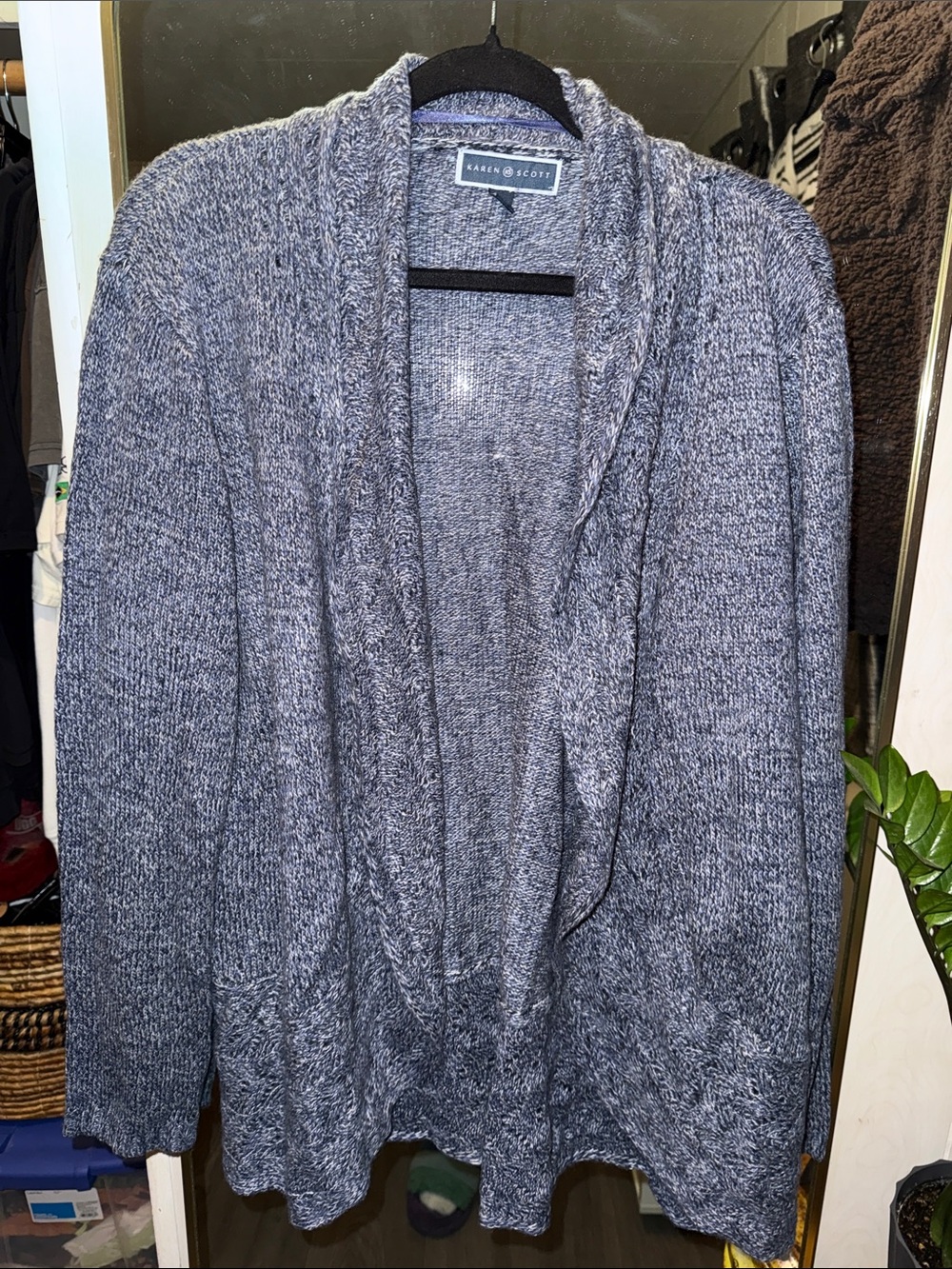 Karen Scott Gray Marled Open-Front Cardigan